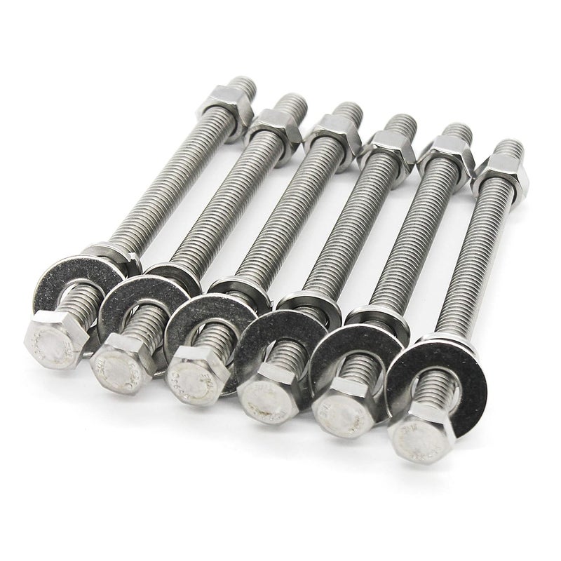 Fullerkreg (5 Sets) 5/16-18x5 Stainless Steel Hex Head Screws Bolts, Nuts, Flat & Lock Washers, 18-8 (304) S/S, Fully Threaded by Bolt - Image 5